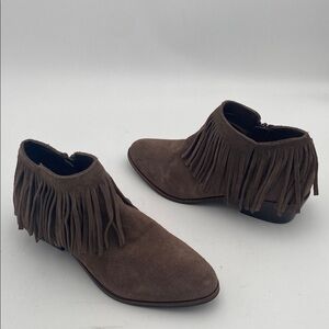 Steve Madden Brown Fringed Western Boots women 6.5M leather suede boho Festival